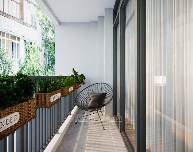 Mẫu sắp xếp ban công xanh với giàn giỏ trồng độc đáo. Thiết kế nội thất biệt thự