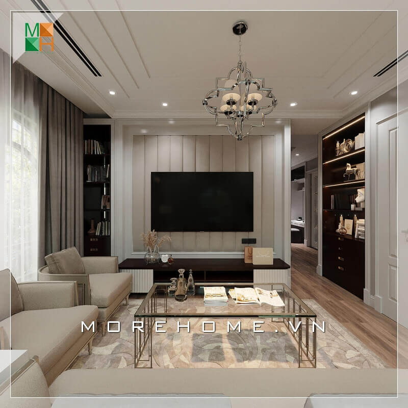 Ngắm nhìn mẫu thiết kế nội thất phòng khách đẹp, sang trọng cho chung cư, nhà phố, biệt thự mang phong cách tân cổ điển. Thiết kế phòng khách tân cổ điển đang là một xu thế đang được săn đón nhất hiện nay. Lối thiết kế phòng khách cổ điển xen lẫn hiện đại này sẽ đem lại nét mới, nét cổ vì thế không bao giờ lỗi mốt với thời gian. Điểm danh các mẫu thiết kế phòng khách biệt thự, nhà phố đẹp
