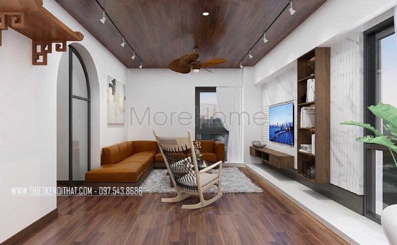 Phong cách thiết kế sang trọng với gam cam nổi bật tạo nên không gian hiện đại, trẻ trung cho phòng khách biệt thự, nhà phố. Thiết kế nội thất phòng khách nhà phố